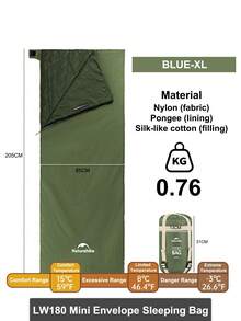 Naturehike LW180 Mini Envelope Sleeping Bag, Outdoor Camping Portable Linkable