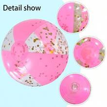 Pelota de playa inflable con luz intermitente de 40 cm, pelota de confeti, pelota de piscina, pelota de playa rosa con luz intermitente de 3 colores, equipo de juego de playa y piscina de verano - Multicolor - Ver 5