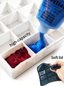 opeth 24 Compartment Watercolor/Acrylic Mixing Palette Box, Soft Cover Moisturizing Paint Tray, Customizable Color Mixing,Back To School,School Supplies