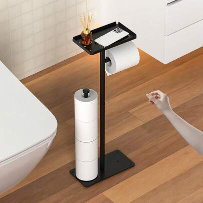 Freestanding Toilet Paper Holder, Storage For Toilet Paper Rolls, Multi-Roll Paper Storage Rack, Personal Item Shelf, Bathroom, Washroom, Black, Bathroom Storage Bathroom Decor Fall Decor