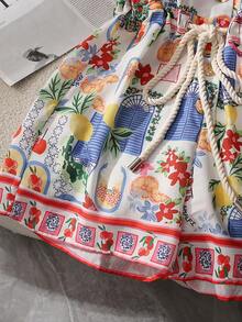Casual Fashion Versatile Drawstring Vacation Dress - Multicolor - View 7