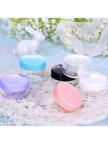 化妆品罐小号空可再填充塑料容器眼影化妆面霜罐首饰盒，塑料旅行面霜罐，旅行装洗漱用品容器面霜罐可再填充防漏旅行配件