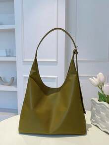2021年流行时尚链条单肩包，托特包款式的手提包，简约风格女包，女士时尚新月包 - 綠色 - 查看 7