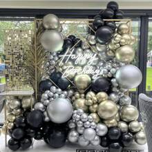 30 piezas Globos negros, blancos y dorados - Incluye globos metálicos dorados, mates negros, mates blancos y con brillo negro y dorado. Excelente para bodas, propuestas, cumpleaños, graduaciones, vuelta al cole, compromisos, duchas nupciales, decoración con globos, fondos y accesorios para fotografía