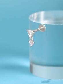 EleRunis 1 peça de piercing de cartilagem em prata esterlina 925 com fivela dupla e incrustação de amor para mulheres, com costas planas, joias finas para uso diário, festa de casamento, noivado, aniversário, dia dos namorados