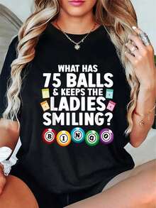 100% Cotton Cool Bingo Novelty For Men Women Bingo Lover Bingo Player T-Shirt - 黑色 - 查看 1