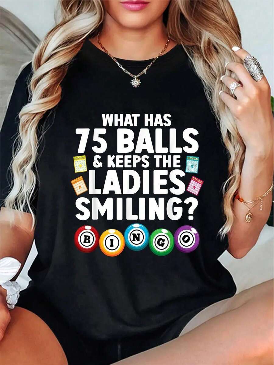 100% Cotton Cool Bingo Novelty For Men Women Bingo Lover Bingo Player T-Shirt - 黑色 - 查看 1