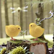2 Pcs Chicks ABS Resin Figurines Garden Decor Outdoor Balcony Ornament, Sculptures Lightweight Waterproof Cute Home Decorations