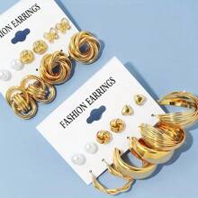 [Luxury Fashion Earrings] 11 Pairs Luxury Palace Style Fashion Earrings - Heart, Butterfly, Flower, Twisted, Geometric, Faux Pearl Earrings - Suitable For Women's Parties, Dates, Vacations, Minimalist Style Jewelry