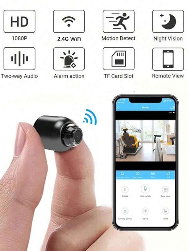 Mini Wireless WiFi Camera, 160° Super Wide Angle With Infrared Night Vision, 1080P HD Camera With Motion Detection, Supports Loop Recording, Home Security Camera Suitable For Home Security And Nanny Monitoring