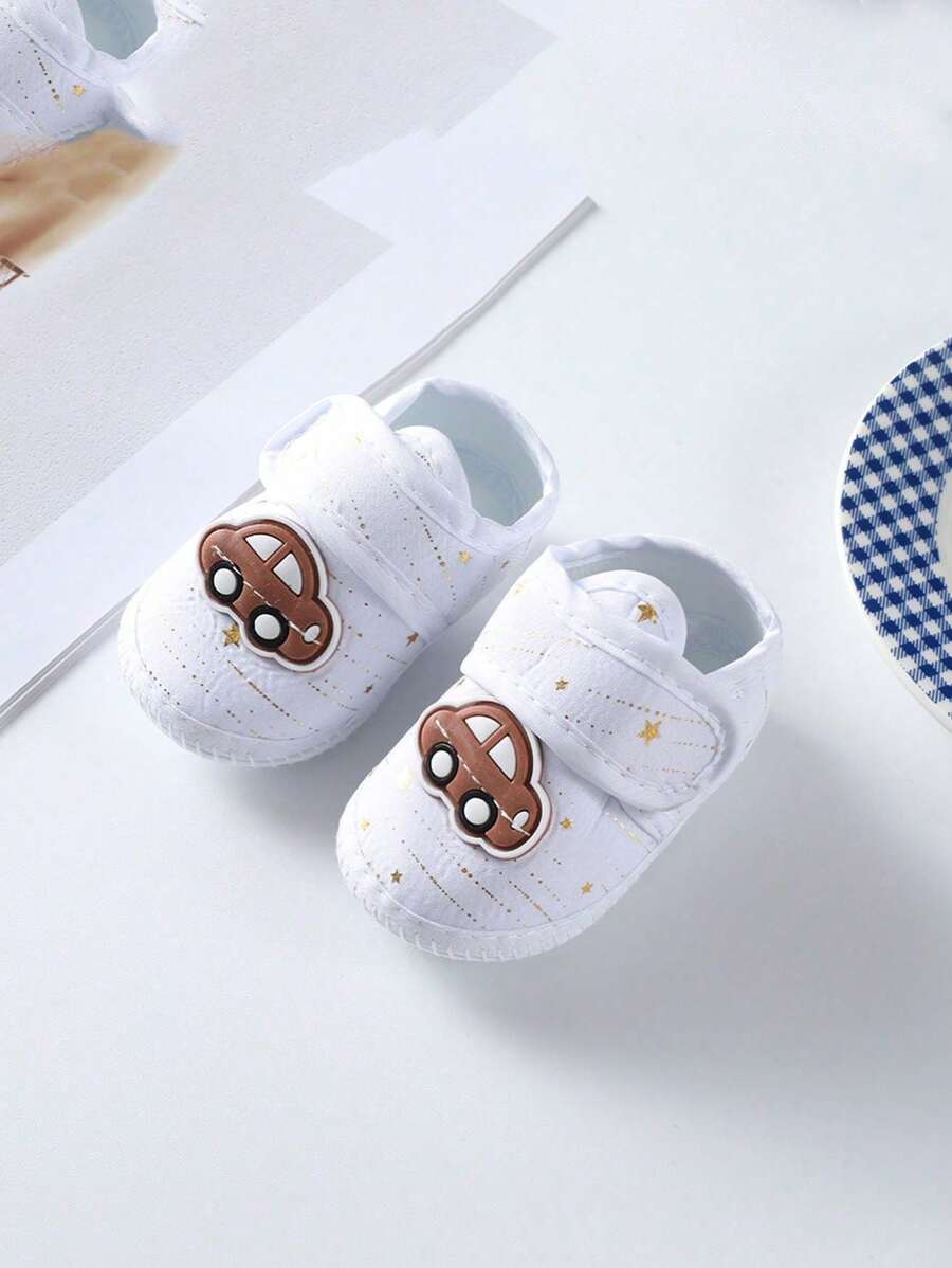 1 Pair Baby Bow Print Socks, Soft Sole Fabric Shoes Socks For Newborn 0-1 Year Old