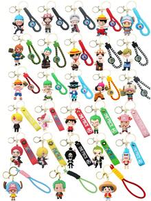 ONE PIECE 44 款海贼王 PVC 玩偶钥匙扣吊坠蒙奇·D·托尼托尼·乔巴索隆可爱包挂配件周边礼物海贼王卡哇伊动漫人物玩偶模型玩具 6-8 厘米/2.36-3.15 英寸 - 彩色 - 查看 2