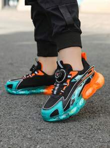 1 Par de Zapatillas Casuales con Malla para Niños y Niñas Pequeños, Zapatos Deportivos de Dos Tonos con Suela de Gelatina Transparente y Diseño Degradado, Ligeros y Giratorios para Usar en Todas las Estaciones