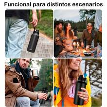 Termo Botella De Acero Inoxidable Para Agua Fría Caliente De 1.2 L  VIMI - Negro - Ver 10