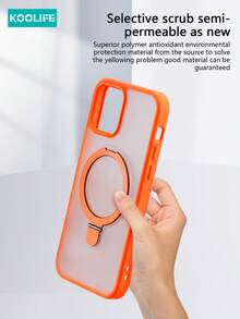 Koolife 1pc Colorful Soft-Touch Matte Magnetic Phone Case With Built-In Magnetic Stand, Soft Edge Full Coverage, Anti-Slip Anti-Drop, PC+TPU, Compatible With IPhone 17 ProMax/17/17 Pro/17 Air/16/16 Pro/16 Plus/16 ProMax/12/12 Pro/12 ProMax/13/13 Pro/13 ProMax/14/14 Plus/14 Pro/14 ProMax/15/15 Pro/15 Plus/15 ProMax - Orange + Lens Film - View 4