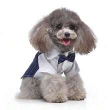 1pc Striped Dog Tailcoat Formal Shirt, Suitable For Weddings, Parties, Birthdays, Halloween Pet Costumes, Role-Playing Costumes