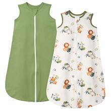 2 Pack Baby Sleeping Bag 0.5 Tog Toddler Sleep Sack 100% Cotton - Green Grassland - View 1