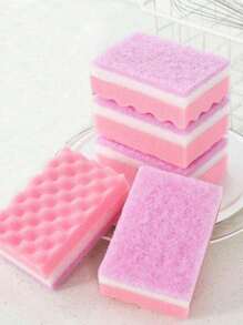 5pcs Multi-Purpose Polyurethane Pumice Strong Cleaning Sponges - Dual-Sided Cleaning Pads Perfect For Living Room, Bedroom, Bathroom, Toilet And Kitchen Cleaning, Kitchen Utensil Dish Washing Small Tool Set, Reusable Household Accessories