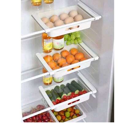 1pc Kitchen Hanging Organizer, Refrigerator Egg Fruit Storage Box Drawer Type Food Crisper Box Kitchen Accessories Refrigerator Organizer Shelf