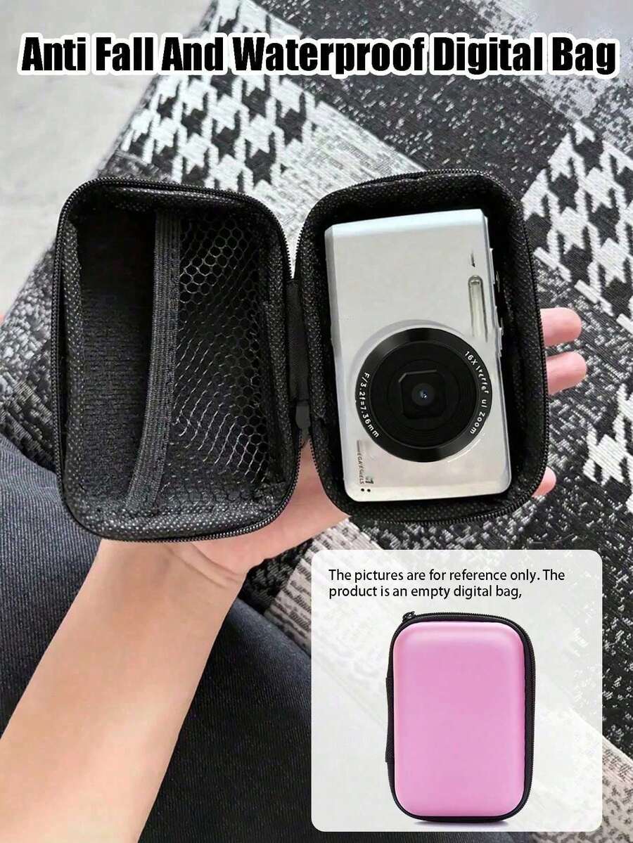 Bolsa portátil para cámara CCD rosa, bolsa para almacenamiento de datos, diseño compacto, material impermeable, ideal para entusiastas de la fotografía al aire viajeros, también se puede usar como bolsa para cargador, bolsa digital esencial para la oficina, bolsa para cables de cámara y línea de datos, estuche protector para banca móvil y bolsa de viaje para cámara, adecuado tanto para hombres como para mujeres, artículo esencial para maestros, impermeable, ligero, de gran capacidad y accesorio portátil.