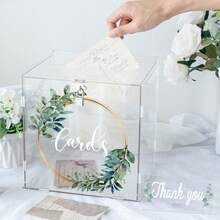 Acrylic Wedding Card Box With Lock, DIY Gift Card Box For Wedding Reception With Slot, Clear Wedding Envelope Money Card Box For Party Graduation Shower Birthday Decorations - White - View 3
