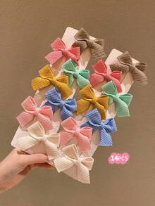 14pcs Girls' Colorful Bowknot Hair Clips