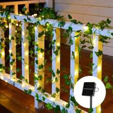 1pc Solar Powered Copper Wire Fairy Lights, 20/50/100 LED Artificial Ivy Vine Fairy String Lights With 8 Lighting Modes, Ideal For Outdoor Garden, Wall, Balcony, Fence, Tree, Wedding, Party, Restaurant Decor