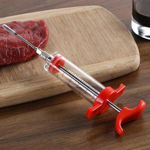 1 Stück Fleischinfusor, Plastik BBQ Marinade Infusor Set, Truthahn Infusor Spritze, Edelstahl Fleischnadeln für Truthahn geräucherte BBQ Grillspeisen