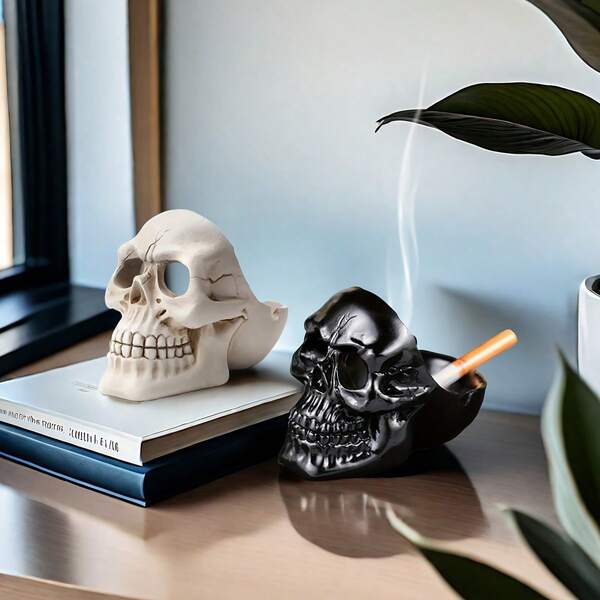 1pc Creative Summer Halloween Skull Shaped Ashtray