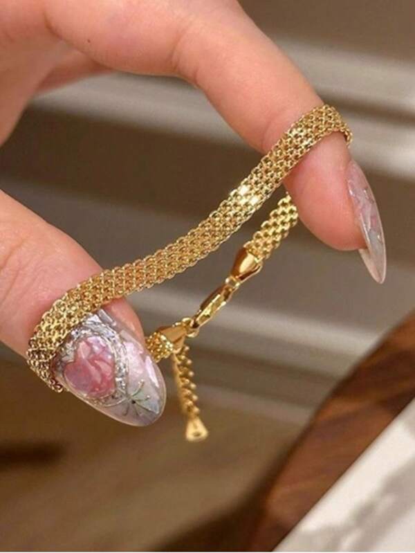 1 pieza Elegante pulsera con colgante en forma de corazón que no se desvanece, opción perfecta para el Día de San Valentín, aniversario y uso diario de moda