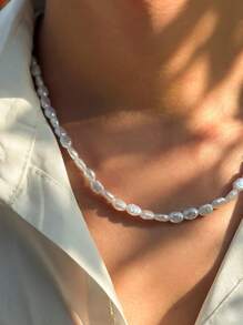 1 Stück modischer barocker asymmetrischer Perlenkette, für Herren