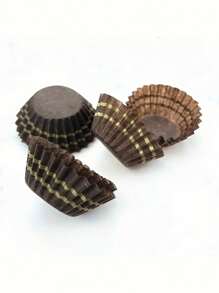 Pachet de 200 bucăți cu dungi negre și aurii, rezistente la căldură pentru ciocolată, mini deserturi, ideale pentru Crăciun, Halloween, Paște, cupcakes de Ziua Recunoștinței