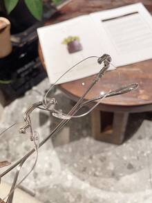 1副男女通用金属无框简约时尚无度数眼镜 - 銀色變色 - 查看 2