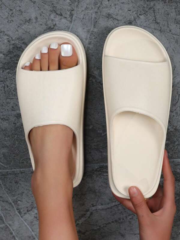 Women's Summer Slippers, New Thick Sole Fashion Beach High Platform Flat Sandals, Soft Bottom Comfortable House Shoes