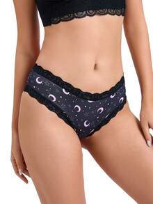 Morvia 10pcs Women Sexy Gothic Chic Low-Rise Hipsters - Contrast Lace, Allover Halloween Skull & Eyeballs & Stars & Jack-O-Lanterns Allover Print, Comfortable Hipster Panties For Women - Halloween Lingerie & Underwear-Comfortable, Assorted Styles, Perfect Gift Idea For Special Occasions Or Daily Wear