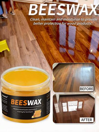 Wood Care Polishing Beeswax (2.82 Oz) - Wood Furniture Renovation New Shine Stain Removal Polishing Care Wax Essential Oil - With Sponge - Solid Wood Beeswax Polish For Mahogany Furniture And Floors - Essential Household Product To Restore The Shine Of All Types Of Wood Products