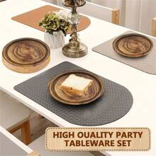 40pcs Wood Grain Pattern Disposable Plates, Thick Waterproof Disposable Plates With Wood Texture, Suitable For Theme Parties, Birthdays, Outdoor Gatherings, Family Meals, Daily Use