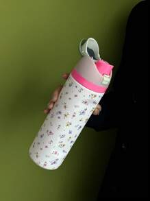 1pc Ditsy Floral Insulated Stainless Steel Vacuum Water Bottle, 24oz/32oz/40oz Capacity, Dual Drinking Methods With Straw, Suitable For Sports, School, Travel, Gym, Holiday & Birthday Gift