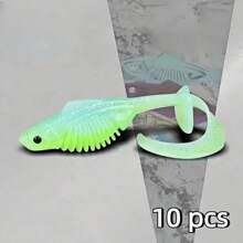 10PCS Dual Position Switch Twist Fish Lure Soft Lure T Tail Curl Tail Line Freshwater Float