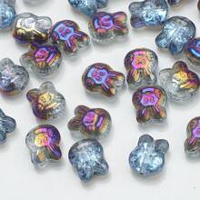 30 peças de contas de vidro de coelho de desenho animado de 10*12 mm, contas galvanizadas com tema de animais para fazer joias faça você mesmo, chaveiro, decoração de celular, colar, pulseira, pingente