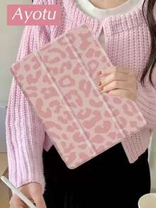 Ayotu 粉色豹纹 iPad 10.2 保护壳，兼容 iPad 9/8 (2021/2020)，兼容三星 Tab A8 10.5，兼容华为 MatePad 10.4 - 磁性自动唤醒/睡眠，手写笔支架，轻巧 - 彩色 - 查看 5