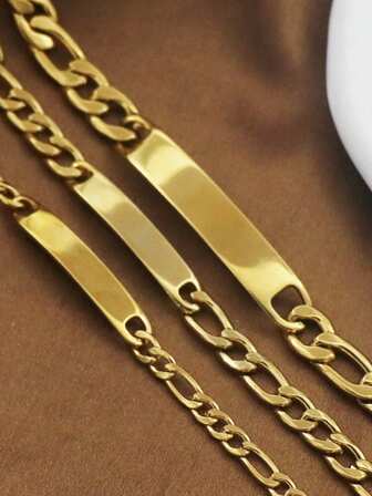 1 pieza Pulsera punk de acero inoxidable de color dorado y gruesa, cadena de mano personalizada para pareja, hombres y mujeres, joyería de regalo