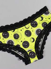 Morvia 10pcs Women Sexy Gothic Chic Low-Rise Hipsters - Contrast Lace, Allover Halloween Skull & Eyeballs & Stars & Jack-O-Lanterns Allover Print, Comfortable Hipster Panties For Women - Halloween Lingerie & Underwear-Comfortable, Assorted Styles, Perfect Gift Idea For Special Occasions Or Daily Wear