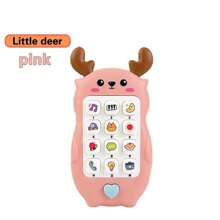 Téléphone de dentition pour bébé de style dessin animé - Jouet à mâcher en silicone souple avec multi-musique, développement sensoriel musical pour les +18 mois, jouet de téléphone intelligent interactif pour bébé