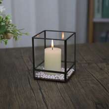 Black Retro Vintage Copper & Glass Candle Holder, Scandinavian Home Decor Accessories