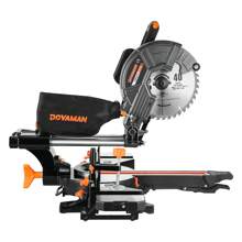 DOVAMAN 10-Inch Single Bevel Sliding Miter Saw, W/3 Blades, 4500/3200RPM, Cut For Wood, PVC And Soft Metal