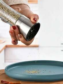 1pc Stainless Steel Black Pepper Grinder, Manual Home Use Spice Grinder Bottle For Black Sesame, Chili Flakes, Sea Salt