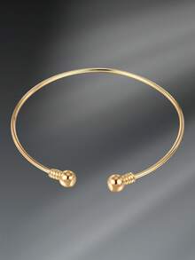 CIZME Women's Y2K Style Arm Cuff Bracelet, Adjustable Stainless Steel Armband, Gold/Silver Feather Arm Cuff, Open Bangle Bracelet - Armband - View 12