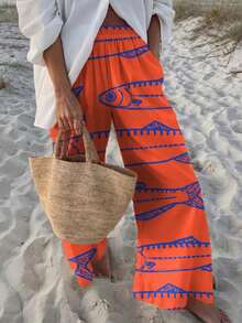 时尚休闲度假风格优雅女士百搭修身户外、家居、旅行、工作裤，秋冬 - 橘色 - 查看 3