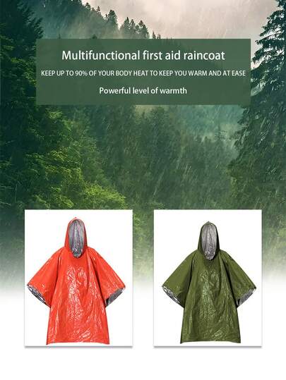 Capa de chuva de emergência para acampamento e montanhismo ao ar livre, cobertor quente de primeiros socorros, saco de dormir à prova d'água para aquecimento, à prova de umidade e resistente ao frio